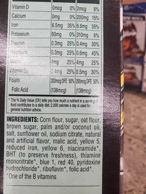 Ingredients Label for Cap'n Crunch's Sweetened Corn & Oat Cereal - Verified PROCEED WITH CAUTION