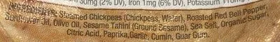 Ingredients Label for Cedar's Roasted Red Pepper Hummus - Verified CERTIFIED SAFE