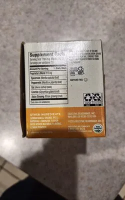 Ingredients Label for Celestial Seasonings Good Vibes Lemon Mint - Verified CERTIFIED SAFE