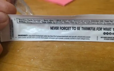 Ingredients Label for Chomps Mild Original Beef Stick - Verified CERTIFIED GLUTEN-FREE