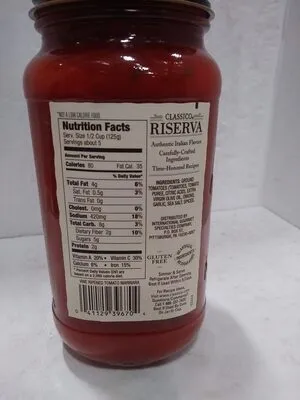 Ingredients Label for Classico Marinara Pasta Sauce - Verified CERTIFIED SAFE