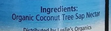 Ingredients Label for Coconut Secret Traditional Coconut Nectar - Verified CERTIFIED SAFE