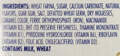 Ingredients Label for Cream Of Wheat Maple Brown Sugar Instant Hot Cereal - Verified NOT SAFE