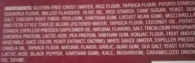 Ingredients Label for Daiya Mushroom, Caramelized Onion & Fig With Mozzarella & Feta Style Plant-based Cheeze Flatbread, Mushroom - Verified CERTIFIED SAFE