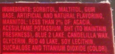 Ingredients Label for Dentyne Fire Gum Cinnamon Sugar Free1x16 Pc - Verified PROCEED WITH CAUTION