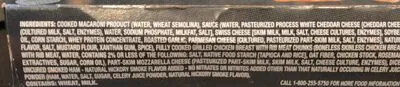 Ingredients Label for Devour Chicken Cordon Bleu Mac & Cheese Spiral Pasta In A Creamy Swiss & Provolone Cheese Sauce With Juicy Chicken And Pieces Of Smoked Ham - Verified NOT SAFE