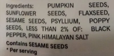Ingredients Label for Ella's Flats Original Recipe Sesame With Pink Himalayan Salt Savory Crisp - Verified CERTIFIED SAFE