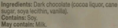 Ingredients Label for Endangered Species Chocolate Strong + Velvety Dark Chocolate 88% Cocoa Chocolate Bar - Verified MANUFACTURER LABELED GLUTEN-FREE