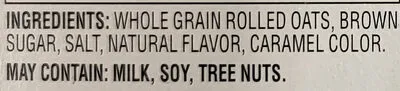 Ingredients Label for Full Circle Market Maple Brown Sugar Gluten Free Instant Oatmeal - Verified CERTIFIED SAFE