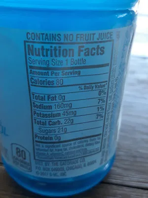 Ingredients Label for Gatorade Cascade Crash Crisp & Cool Thirst Quencher - Verified PROCEED WITH CAUTION