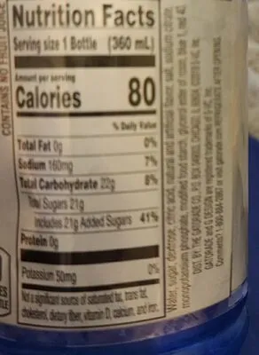 Ingredients Label for Gatorade Grape Flavored Bold & Intense Thirst Quencher - Verified PROCEED WITH CAUTION