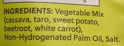 Ingredients Label for Heaven & Earth Vegetable Medley Cassava, Taro, Sweet Potato - Verified CERTIFIED SAFE