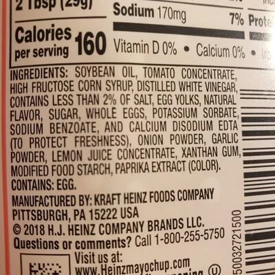 Ingredients Label for Heinz Mayochup Sauce - Verified PROCEED WITH CAUTION