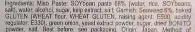 Ingredients Label for Hikari Miso Enjuku Koji Miso Soup - Verified NOT SAFE