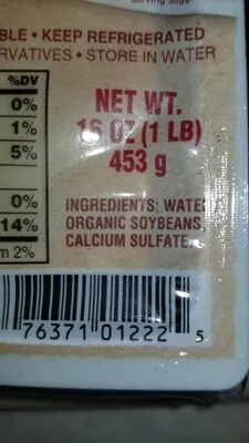 Ingredients Label for House Foods Organic Tofu - Verified MANUFACTURER LABELED GLUTEN-FREE