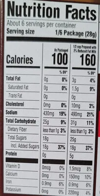 Ingredients Label for Jell-o Chocolate Instant Pudding & Pie Filling - Verified PROCEED WITH CAUTION