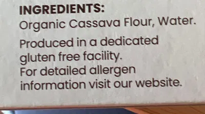Ingredients Label for Jovial Grain Free Organic Gluten Free Pasta, Cassava Spaghetti - Verified CERTIFIED SAFE