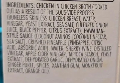 Ingredients Label for Kevin's Natural Foods Hawaiian-style Chicken - Verified CERTIFIED SAFE