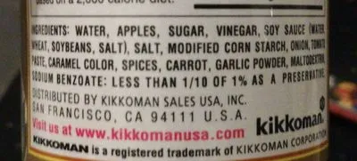 Ingredients Label for Kikkoman Steak Sauce - Verified NOT SAFE