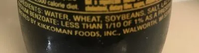 Ingredients Label for Kikkoman Traditionally Brewed Less Sodium Soy Sauce - Verified NOT SAFE