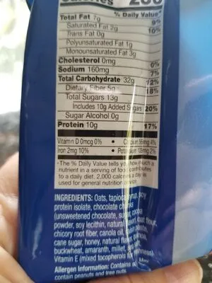 Ingredients Label for Kind Chocolate Chunk Energy Bar - Verified MANUFACTURER LABELED GLUTEN-FREE