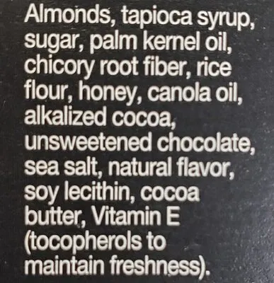 Ingredients Label for Kind Dark Chocolate Almond & Sea Salt Bars, Dark Chocolate, Almond - Verified MANUFACTURER LABELED GLUTEN-FREE
