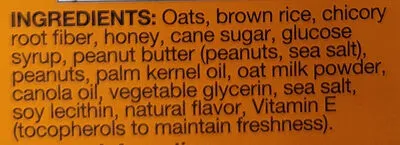 Ingredients Label for Kind Peanut Butter Breakfast Cereal Bar - Verified MANUFACTURER LABELED GLUTEN-FREE