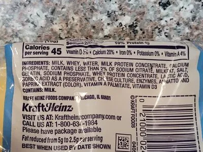 Ingredients Label for Kraft American Reduced Fat Pasteurized Prepared Cheese Slices Product - Verified PROCEED WITH CAUTION