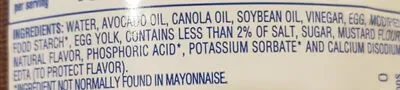 Ingredients Label for Kraft Mayo With Avocado Oil - Verified PROCEED WITH CAUTION