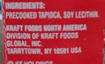 Ingredients Label for Kraft Minute Tapioca - Verified PROCEED WITH CAUTION
