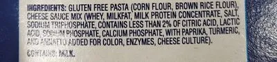 Ingredients Label for Kraft Original Gluten Free Brown Rice And Corn Pasta & Cheese Sauce Mix - Verified MANUFACTURER LABELED GLUTEN-FREE