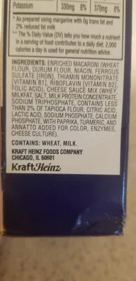 Ingredients Label for Kraft Original Mac & Cheese Macaroni & Cheese Sauce Mix - Verified NOT SAFE