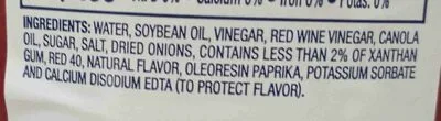 Ingredients Label for Kraft Red Wine Vinaigrette Dressing - Verified PROCEED WITH CAUTION