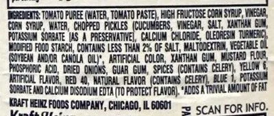 Ingredients Label for Kraft Thousand Island Fat Free Dressing - Verified PROCEED WITH CAUTION