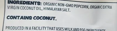 Ingredients Label for Lesserevil Organic Popcorn, Himalayan Pink Salt - Verified CERTIFIED SAFE