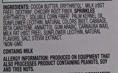 Ingredients Label for Lily's Birthday Cake White Chocolate Style Bar - Verified CERTIFIED SAFE