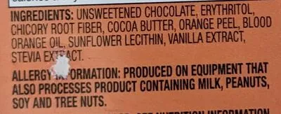 Ingredients Label for Lily's Blood Orange Extra Dark Chocolate - Verified CERTIFIED SAFE