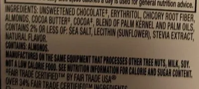 Ingredients Label for Lily's Salted Almond 70% Cocoa Extra Dark Chocolate - Verified CERTIFIED SAFE