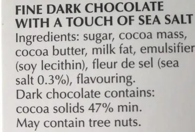 Ingredients Label for Lindt Excellence Extra Fine Dark Chocolate With A Touch Of Sea Salt - Verified PROCEED WITH CAUTION