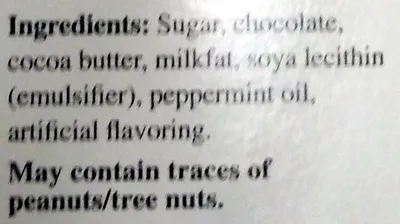 Ingredients Label for Lindt Lindt, Dark Chocolate, Intense Mint - Verified PROCEED WITH CAUTION
