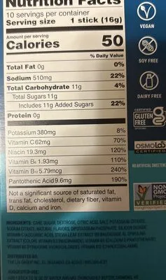 Ingredients Label for Liquid Iv Blue Cotton Candy Hydration Multiplier - Verified CERTIFIED SAFE