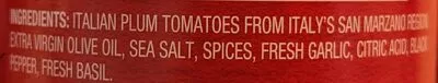 Ingredients Label for Mezzetta Pizza Sauce - Verified CERTIFIED SAFE