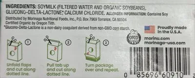 Ingredients Label for Mori-nu Silken Tofu Silken Organic Tofu - Verified CERTIFIED SAFE