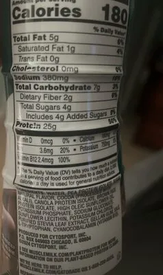 Ingredients Label for Muscle Milk Chocolate Plant-based Protein Shake - Verified PROCEED WITH CAUTION
