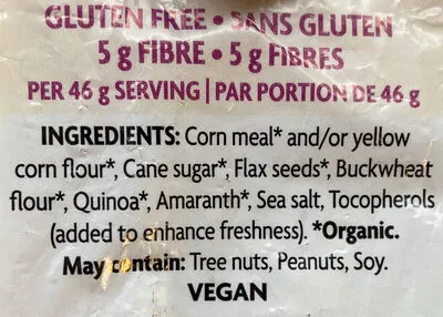 Ingredients Label for Nature's Path Nature's Path, Mesa Sunrise, Cereal - Verified CERTIFIED SAFE