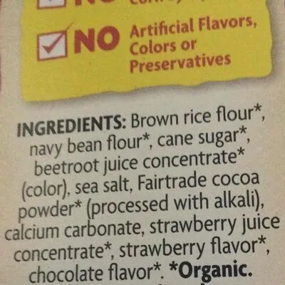 Ingredients Label for Nature's Path Turtle Splash, Strawberry Chocolate Flavored Organic Cereal - Verified CERTIFIED SAFE
