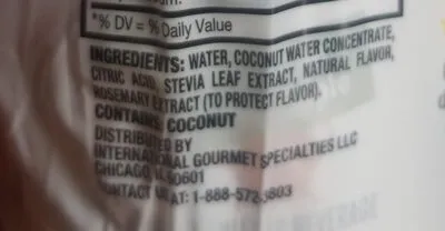 Ingredients Label for Not A Branded Item Orange Pineapple Flavored Coconut Water Beverage - Verified PROCEED WITH CAUTION