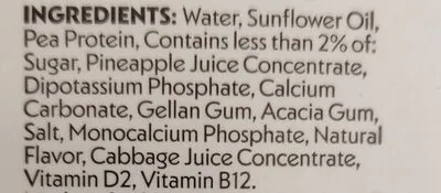 Ingredients Label for Notco 2% Reduced Fat Notmilk Plant-based Milk Alternative - Verified MANUFACTURER LABELED GLUTEN-FREE