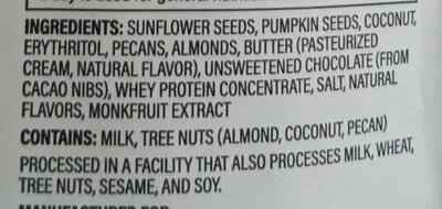 Ingredients Label for Nutrail Low Carb Keto Cacao Nut Granola - Verified CERTIFIED SAFE