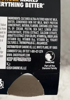 Ingredients Label for Oikos Pro Mango - Verified CERTIFIED SAFE